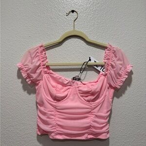 Elegant Pink Puff Sleeve Blouse